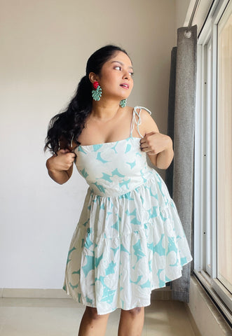 Spring Floral Aqua Dress