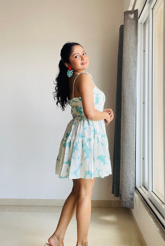 Spring Floral Aqua Dress