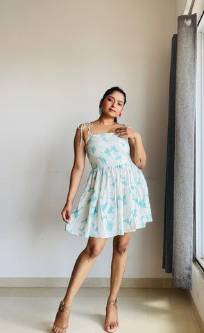 Spring Floral Aqua Dress