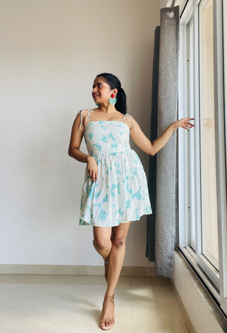 Spring Floral Aqua Dress