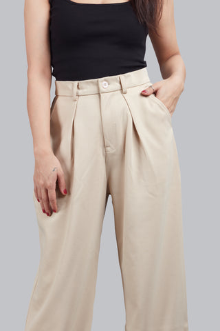 Cross Pleated Wide Leg Trousers