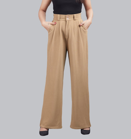 Broad Pleated Wide Leg Trousers