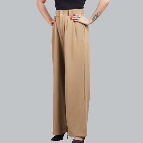 Broad Pleated Wide Leg Trousers