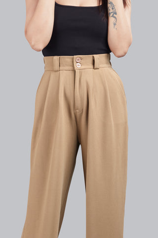 Broad Pleated Wide Leg Trousers