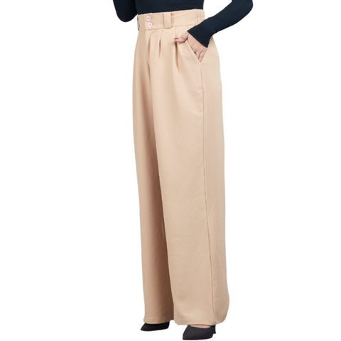 Broad Pleated Wide Leg Trousers