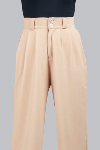 Broad Pleated Wide Leg Trousers