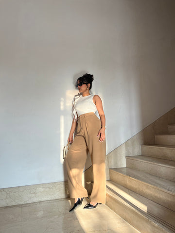 One Pleat Wide Leg Trousers