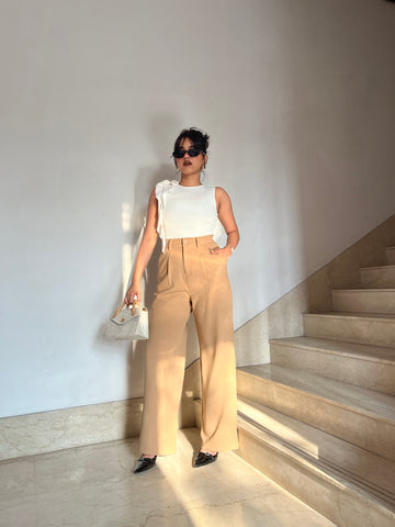 One Pleat Wide Leg Trousers