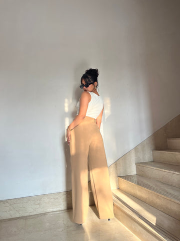 One Pleat Wide Leg Trousers