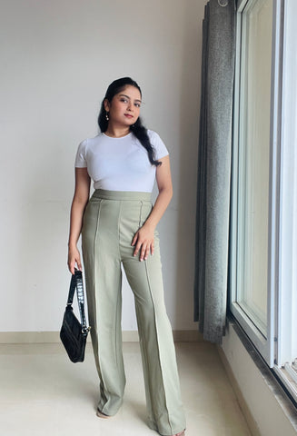 Front Pin Tucked Women Trousers Pants