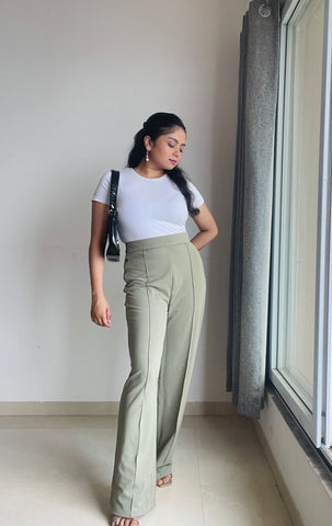 Front Pin Tucked Women Trousers Pants