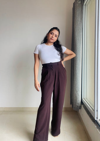 One Pleat Wide Leg Trousers