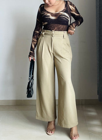 Double Pleated Broad Waistband Pants