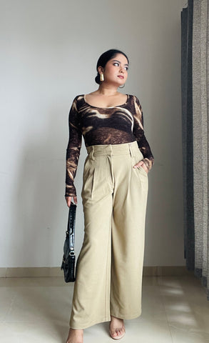 Double Pleated Broad Waistband Pants