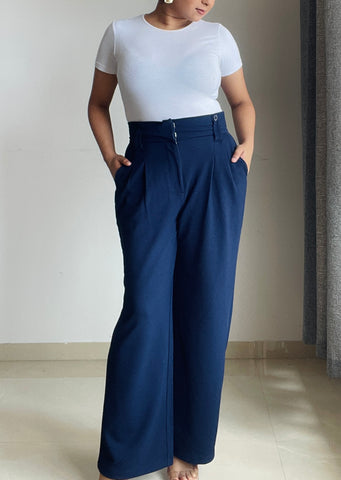 Double Pleated Broad Waistband Pants